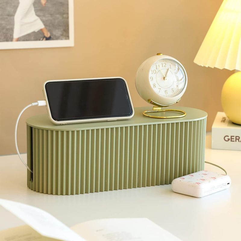 Cable Management Box, Cord Organizer Box, Small, Green