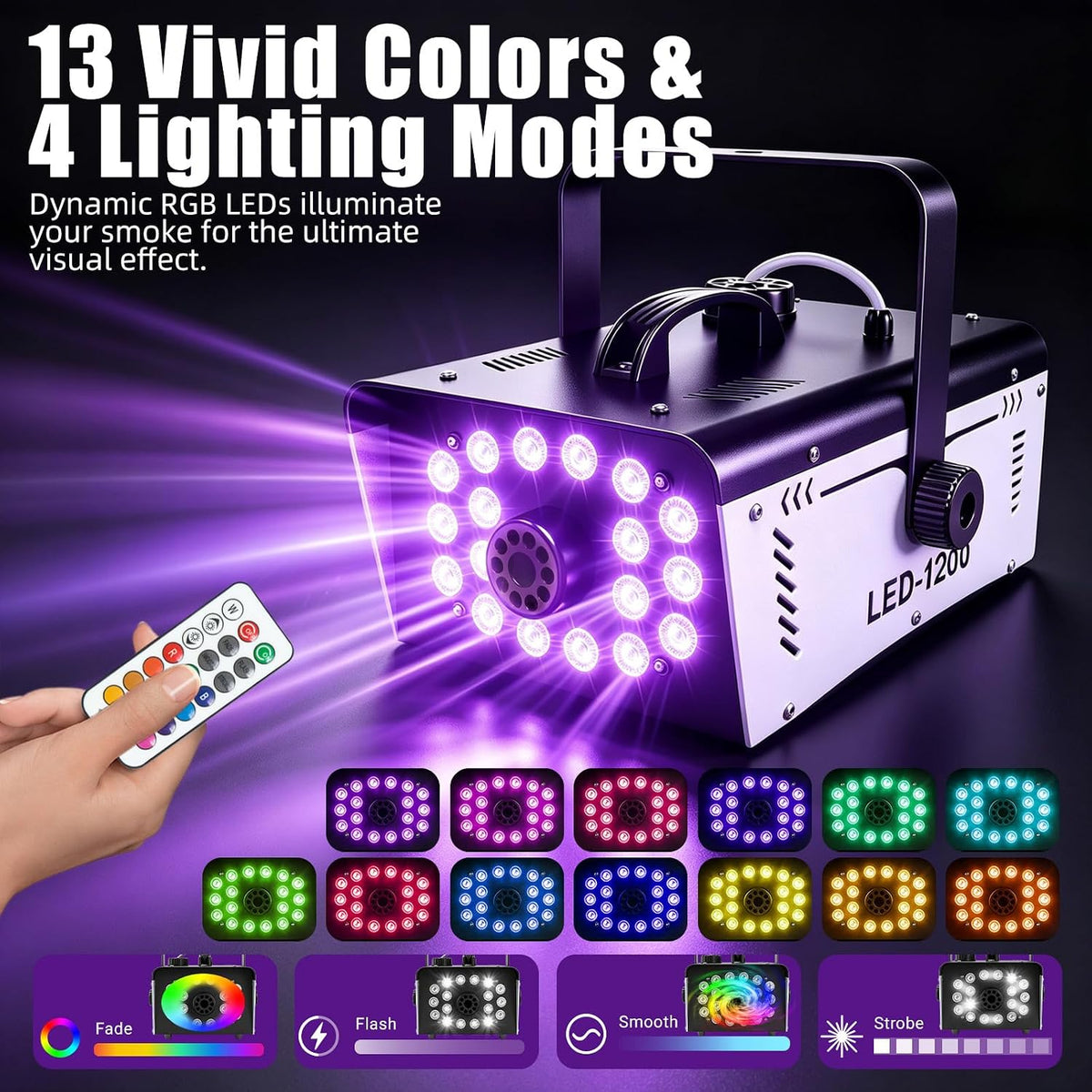 1200W Fog Machine with 18 LED Lights