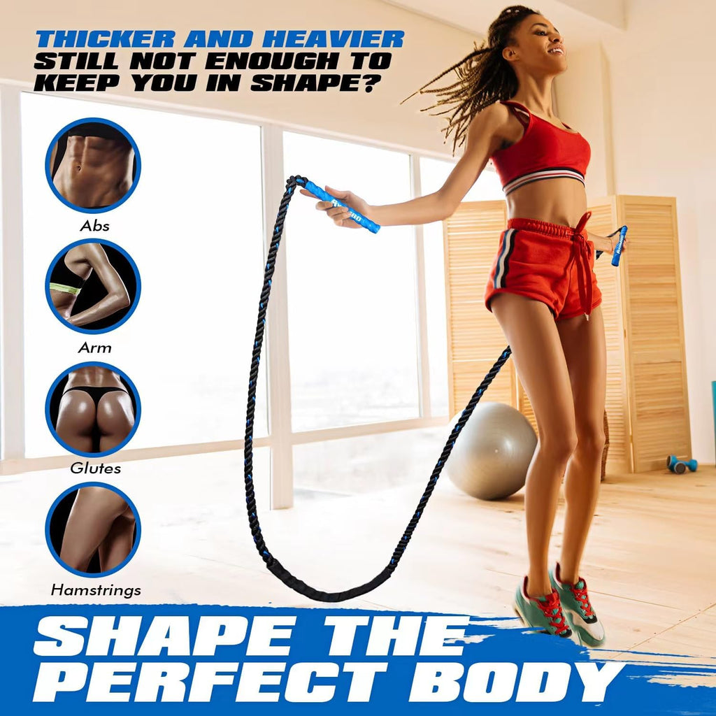 Jump Rope, Weighted Jump Rope for Fitness, Boxing Equipment Jump Ropes for Men Women, Battle Skipping Ropes for Exercise, Suitable for Boxing, Cardio, Training Muscle Speed Home Gym Workout Equipment