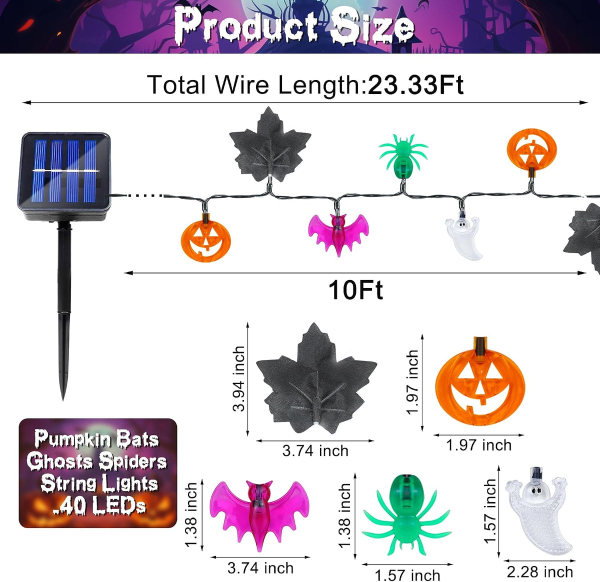 Solar Halloween String Lights Outdoor