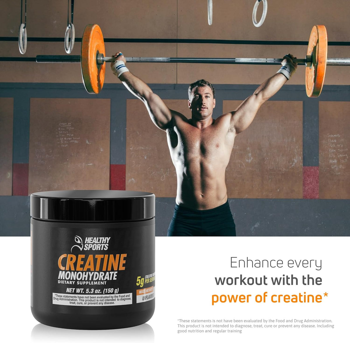 Creatine Monohydrate Powder 5G 30 Servings Unflavored 150G