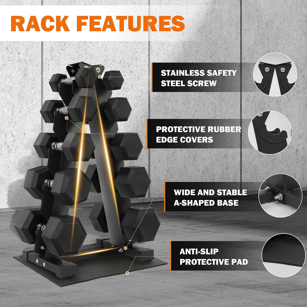 Rubber Hex Dumbbell Set