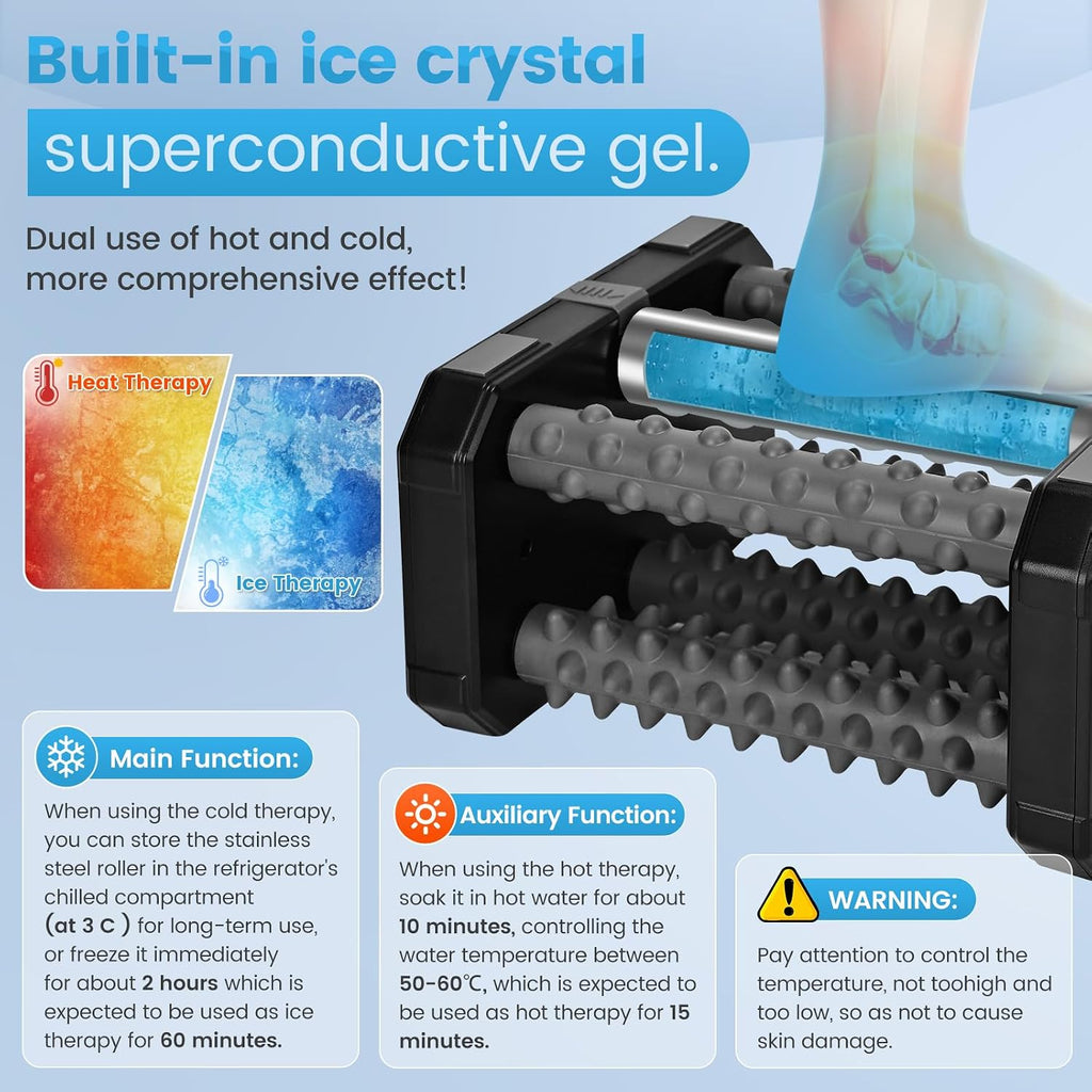 Plantar Fasciitis Relief Foot Roller Massager, Cold Therapy & Reflexology