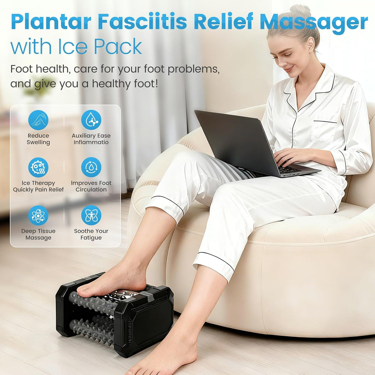 Plantar Fasciitis Relief Foot Roller Massager, Cold Therapy & Reflexology