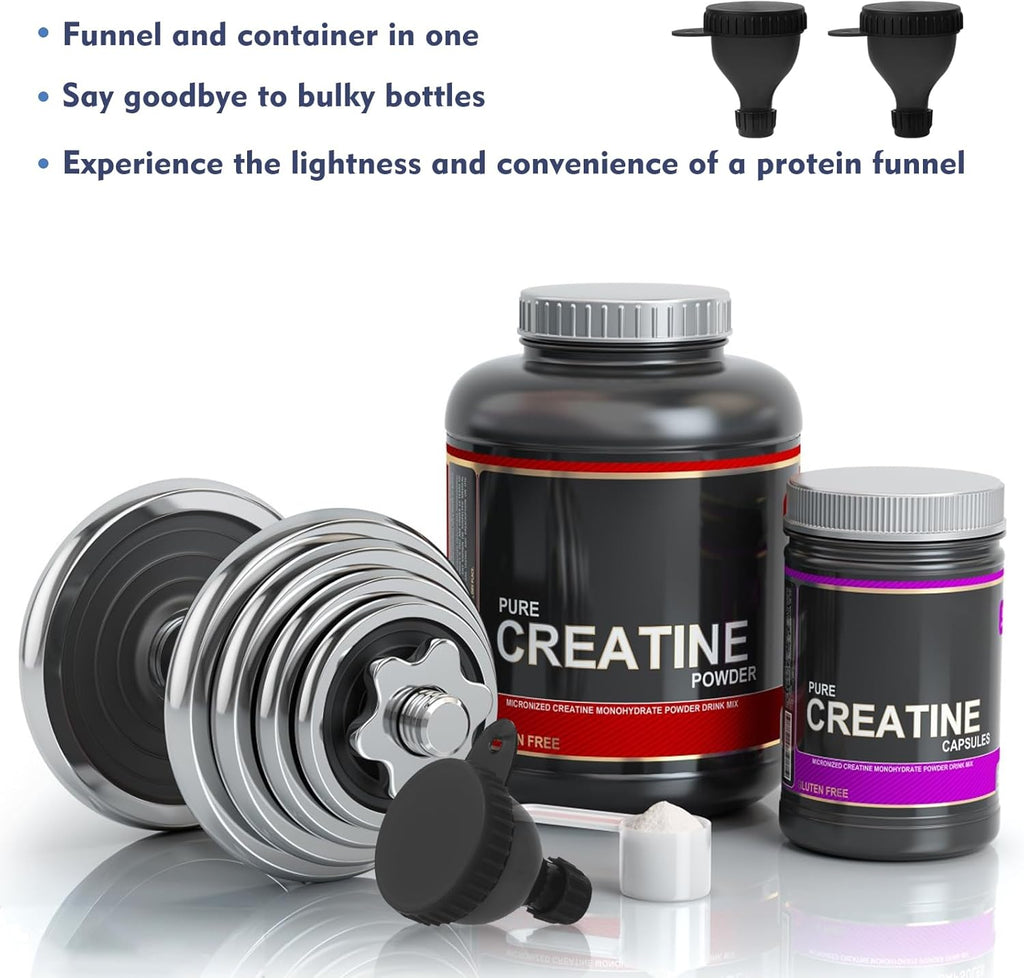 2 Pcs Protein Powder Container, Portable Protein Powder Travel Container, Protein Powder Funnel, Water Bottle Funnels for Powder Mixes, Pre Workout/Gym Supplement Funnel Keychain (50Ml)