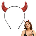 Glitter Red Devil Horns Headband Horns Costume Accessories Halloween Headbands for Women Adults Devil Ears Hair Band Headwear Halloween Gifts for Women Men Cosplay Party