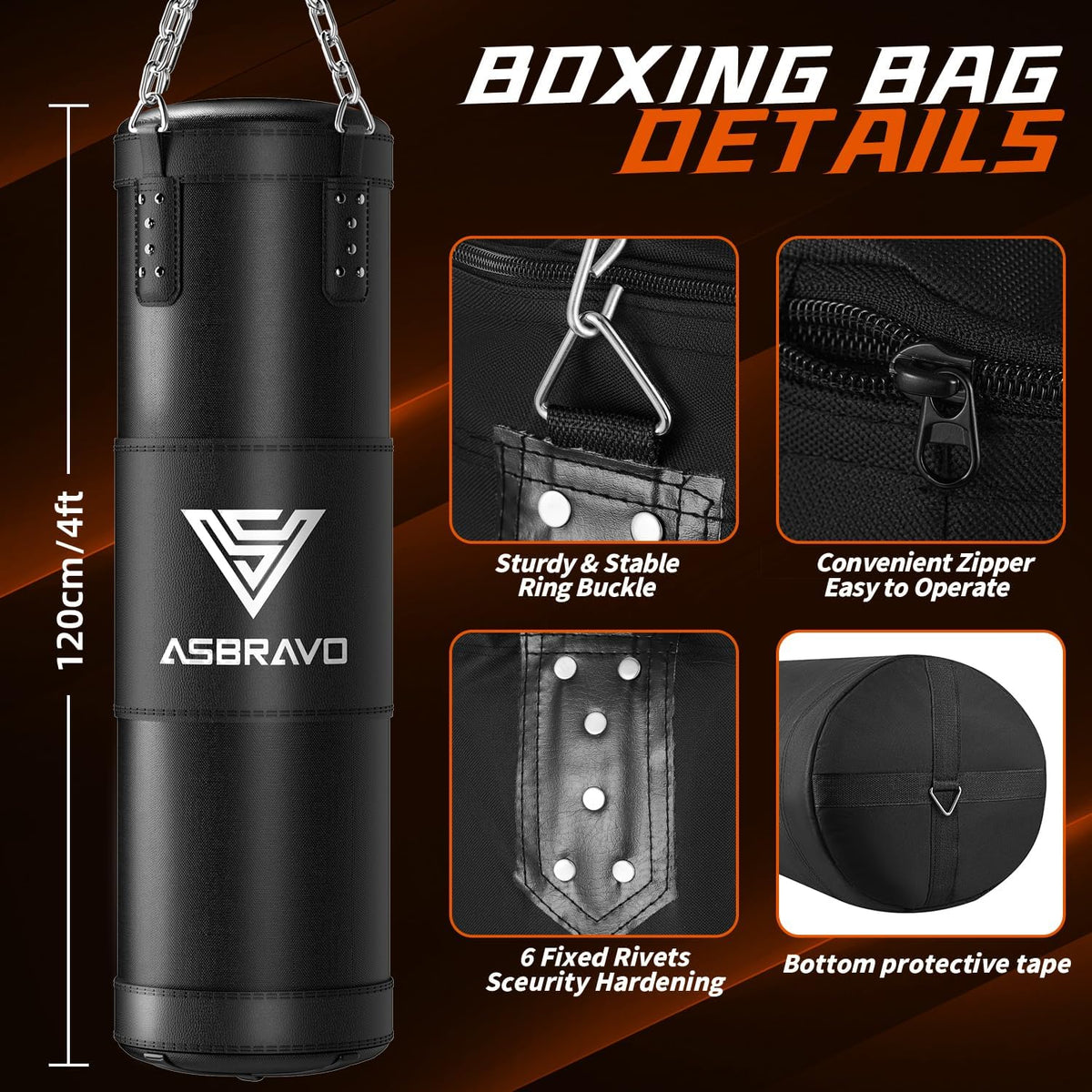 4 ft Punching Bag Set