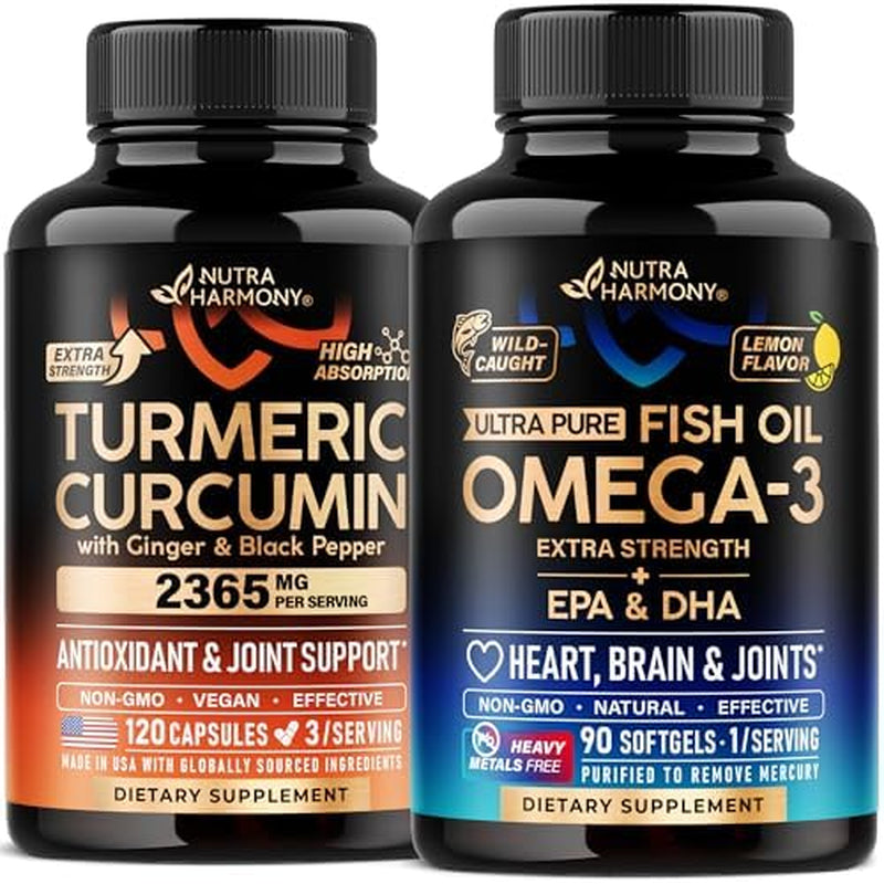 Turmeric Curcumin Capsules & Omega 3 Fish Oil Softgels