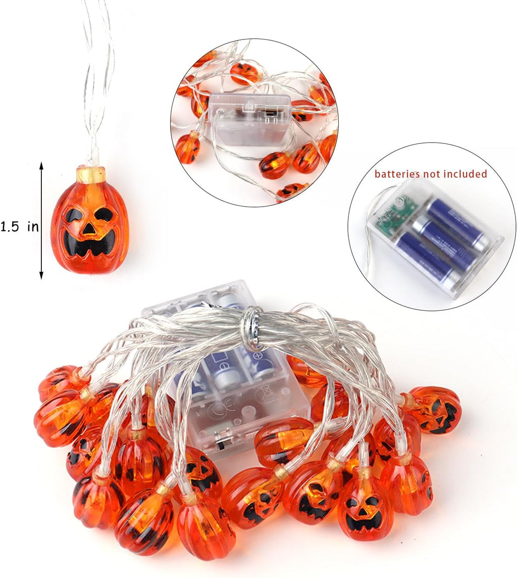 Halloween String Lights 10Ft 20 Leds Battery Operated Outdoor Decorations Pumpkin Lights for Halloween Party Decor