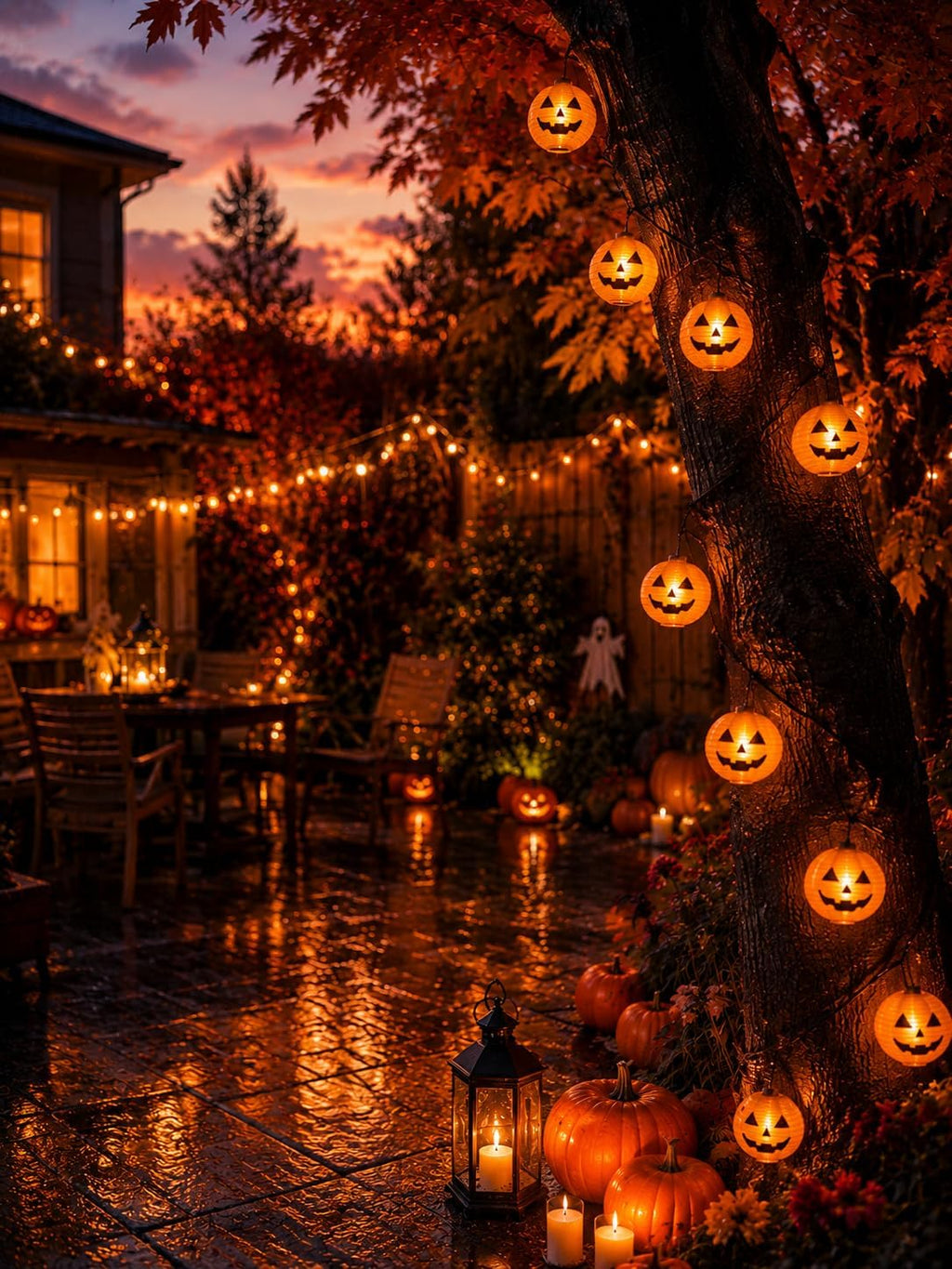 12FT Halloween Pumpkin Lantern String Lights Outdoor, 20LED Jack O Lanterns