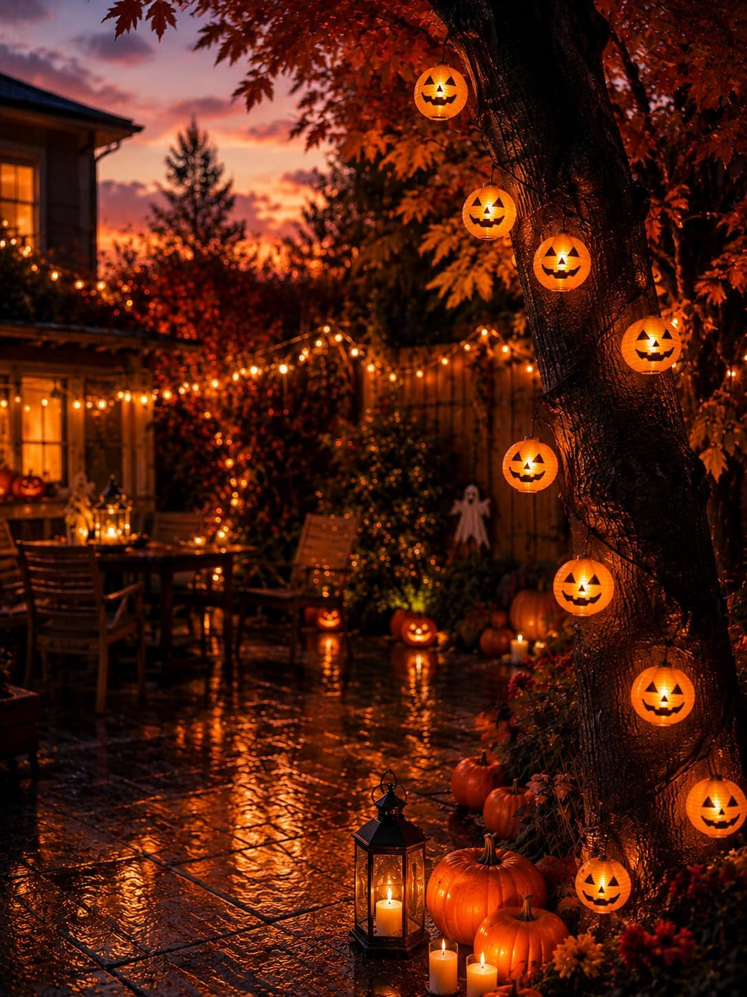 12FT Halloween Pumpkin Lantern String Lights Outdoor, 20LED Jack O Lanterns