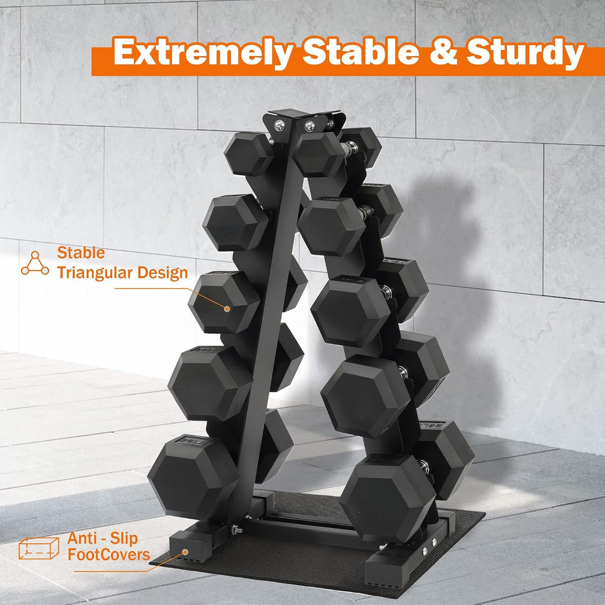 Rubber Hex Dumbbell Set