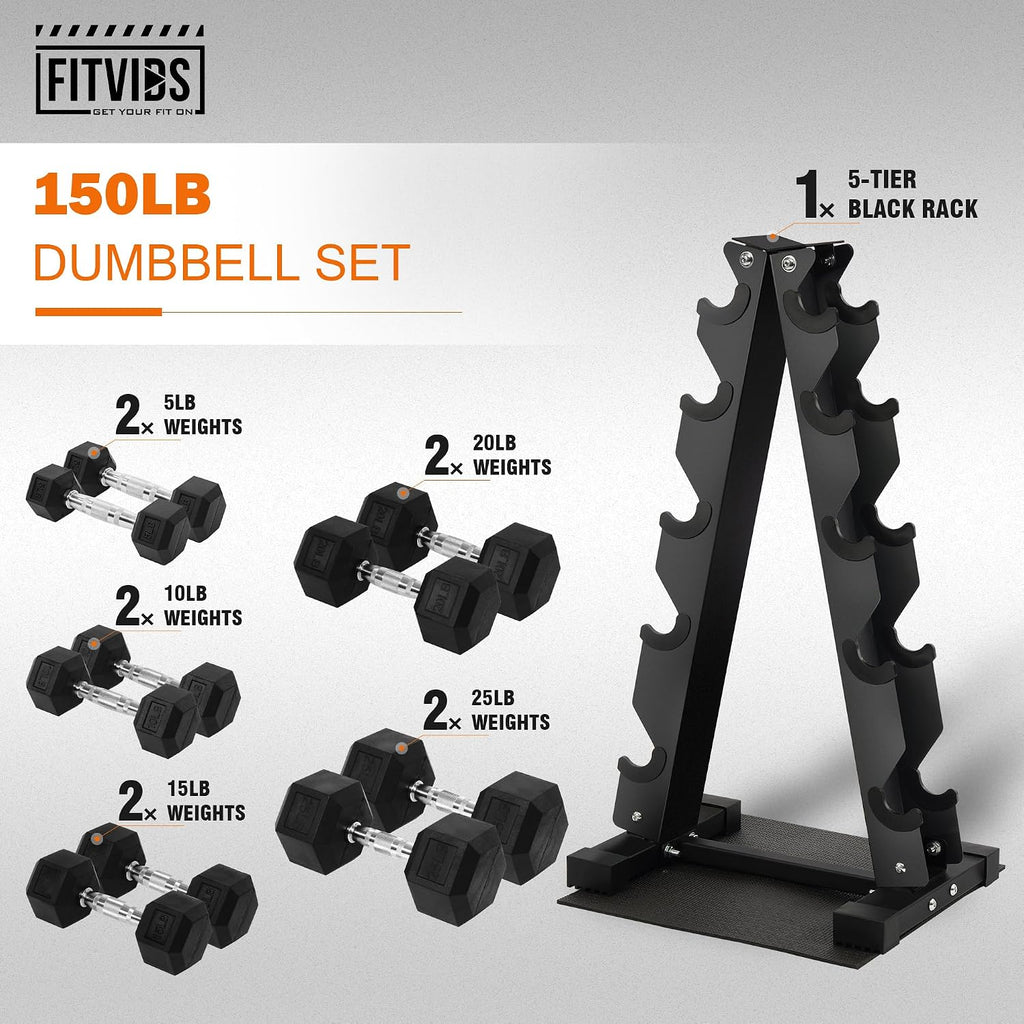 Rubber Hex Dumbbell Set